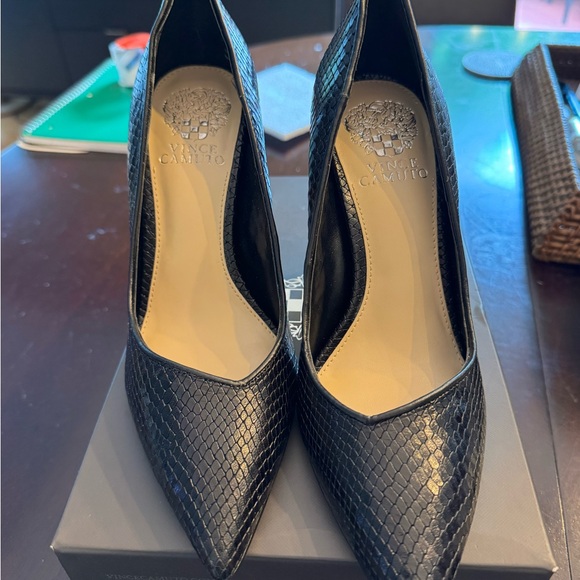 Vince Camuto Black Snake Glass Heels - Picture 1 of 5